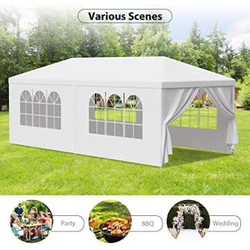 LEMY 10 X 20 Outdoor Wedding Party Tent Camping Shelter Gazebo Canopy with Removable Sidewalls Easy Set Gazebo BBQ Pavilion Canopy Cater Events