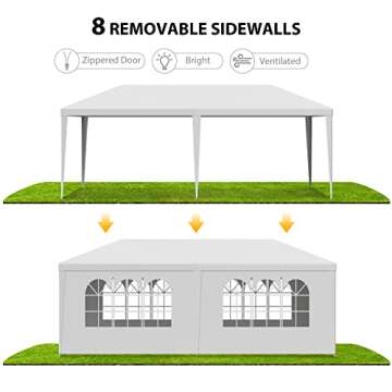 LEMY 10 X 20 Outdoor Wedding Party Tent Camping Shelter Gazebo Canopy with Removable Sidewalls Easy Set Gazebo BBQ Pavilion Canopy Cater Events