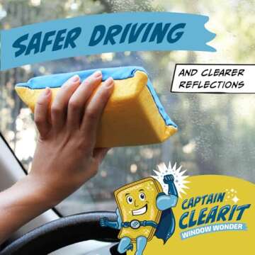 Captain CLEARIT Window Defogger Sponge, Extra-Large, Pack of Two, Super Absorbent, Auto Window Cleaner No Scratch, Ideal for Mirrors Glass and Windows