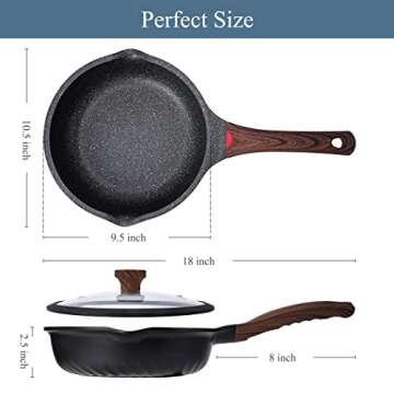 Vinchef Nonstick Deep Frying Pan Saute Pan with Lid, 10in/3Qt Skillet Pan, German 3C+ Ceramic Coating Technology, Aluminum Casting, Induction Compatible