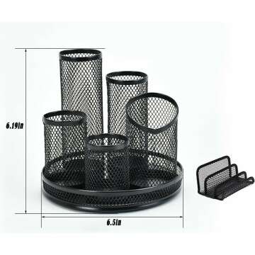 Mesh Desk Organizer with 5 Compartments - Rotates