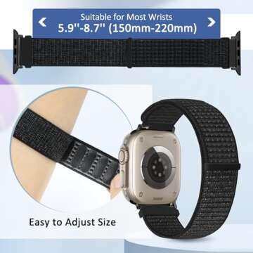 WolliLe Nylon Sport Loop Band Compatible with Apple Watch Band 38mm 40mm 41mm 42mm 44mm 45mm 46mm 49mm Women Men, Soft Adjustable Replacement Strap for iWatch Series 10 9 8 7 6 5 4 3 2 1 SE Ultra 2/1