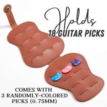 InnoBeta Personalized Guitar Picks Holder for Men, Women, PU Leather Guitar Gifts Plectrums Bag with Initials for Guitar Players, Lovers, Teacher - C