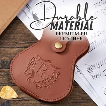 InnoBeta Personalized Guitar Picks Holder for Men, Women, PU Leather Guitar Gifts Plectrums Bag with Initials for Guitar Players, Lovers, Teacher - C