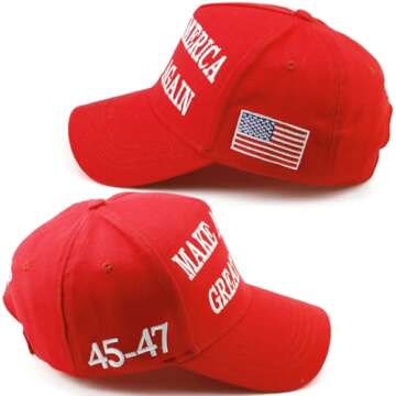 Puoyis MAGA Hat Make America Great Again Hat, 45-47 Trump Hat, Trump 2024 KAG Hat Baseball Cap