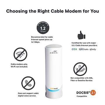 ARRIS Surfboard - S33 - Renewed - DOCSIS 3.1 Multi-Gigabit Cable Modem | Approved for Comcast Xfinity, Cox, Spectrum & More | 1 & 2.5 Gbps Ports | 2.5 Gbps Max Speeds | 4 OFDM Channels - Renewed