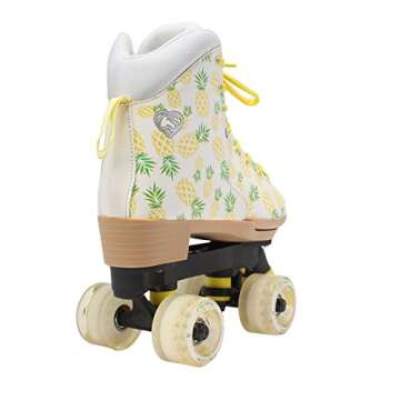 Circle Society Classic Adjustable Roller Skates for Girls, Sizes 3-7 US - Crushed Pineapple Design with Comfort Padding and Smooth-Rolling Wheels for Indoor and Outdoor Fun