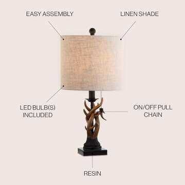 JONATHAN Y JYL1031A Gaston 20.5" Resin Mini LED Table Lamp, Farmhouse, Traditional, Cottage, Rustic, Office, Living Room, Family Room, Dining Room, Bedroom, Hallway, Foyer, Brown