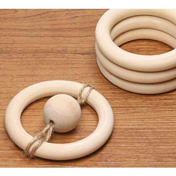 Penta Angel 10Pcs 70mm/2.75" Natural Unfinished Large Wooden Rings Circle Wood Pendant Connectors for DIY Projects Jewelry and Craft Making