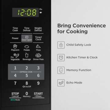 Comfee EM720CPL-PMB Countertop Microwave Oven with Sound On/Off, ECO Mode and Easy One-Touch Buttons, 0.7 Cu Ft, Black