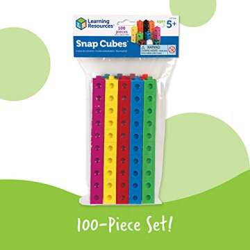 Learning Resources Snap Cubes - 100 Pieces, Ages 5+ Homeschool and Classroom Supplies, Educational Counting Toy, Math Games for Kids, Teacher Aids