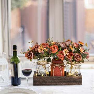 Mason Jar Centerpiece with LED Light & Tray