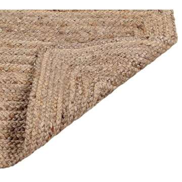 FRELISH DECOR Handwoven Jute Area Rug - 2x3 feet - Natural Yarn - Rustic Vintage Beige Braided Reversible Rug - Eco Friendly Rugs for Bedroom - Kitchen - Living Room - Farmhouse (2'x3')