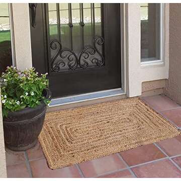 FRELISH DECOR Handwoven Jute Area Rug - 2x3 feet - Natural Yarn - Rustic Vintage Beige Braided Reversible Rug - Eco Friendly Rugs for Bedroom - Kitchen - Living Room - Farmhouse (2'x3')