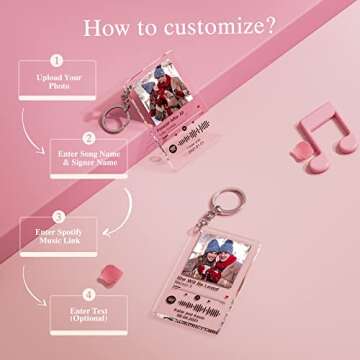 Custom Spotify Keychain Customized Acrylic Music Song Key Ring Personalized Photo Keychains Gifts for Lover - 1 Pack