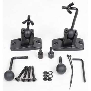 VideoSecu Speaker Wall Ceiling Mount Bracket One Pair for Universal Satellite, fits Keyhole and Thread Hole with 1/4 20 Threads, 4mm and 5mm Black 1ST