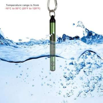 Aventik Fly Fishing Water Streamer Thermometer 20-120 Fahrenheit/Celsius Rotate Lake Thermometer Anglers Vest Pack Tool Gear Accessories Fly Fishing Carp Bass Sea Fishing(Green)