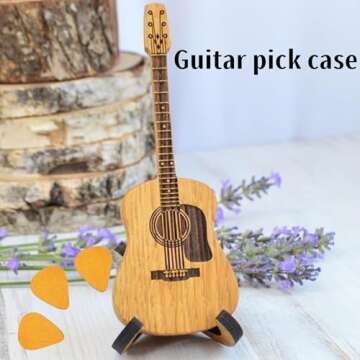 Wooden Guitar Pick Box with Picks – Perfect for Musicians