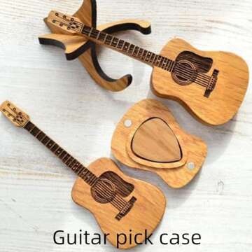 Wooden Guitar Pick Box with Picks – Perfect for Musicians