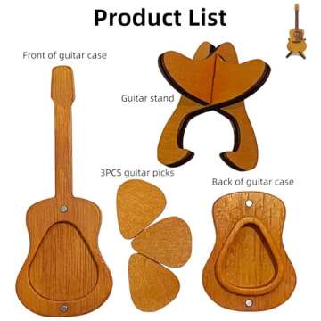 Wooden Guitar Pick Box with Picks – Perfect for Musicians