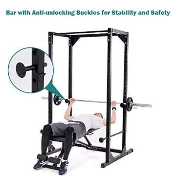 Goplus Power Rack Heavy Duty Adjustable Power Cage Multi-Function Fitness Squat Cage for a Complete Home Gym, Strength Training and Muscle Building (Black)