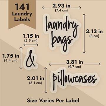 Talented Kitchen 141 Laundry Labels for Jars, Containers - Preprinted Black Script Stickers for Linen Closet, Bathroom, Cleaning Supplies Organization (Water Resistant)