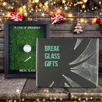 BREAK GLASS GIFTS Funny in Case of Emergency Golf Gifts- Unique Golf Gag Wall Art for Mom or Dads Hilarious Golf Gifts for Men or Women, Ideal Fun Gift for Mom or Dad Golf Lover