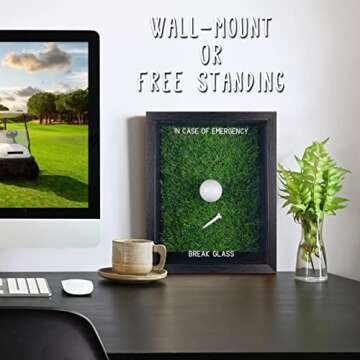 BREAK GLASS GIFTS Funny in Case of Emergency Golf Gifts- Unique Golf Gag Wall Art for Mom or Dads Hilarious Golf Gifts for Men or Women, Ideal Fun Gift for Mom or Dad Golf Lover