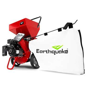 Earthquake Chipper Shredder K33, 33964 Heavy Duty 301cc, 4 Cycle Viper Engine, Dock-and-Lock Debris Bag, 3" Max Wood Diameter Capacity, Red