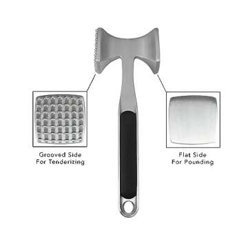 KitchenAid Gourmet Multi Sided Meat Tenderizer for Pounding Meats, Nuts, Shellfish, ect, Hang Hole for Easy Storage, Hand Wash, One Size, Black