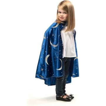 Little Adventures Royal Blue Wizard Costume Cape Age 3+ - Machine Washable Child Pretend Play and Party Dress-Up with No Glitter