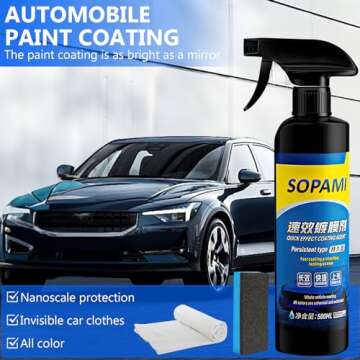 Sopami Car Coating Spray,Sopami Quick Effect Coating Agent,Sopami Quickly Coat Car Wax,Sopami Car Scratch Wax Polish Spray Waterless Wash,Sopami Oil Film Emulsion Glass Cleaner (1PC+Sponge+Cloth)