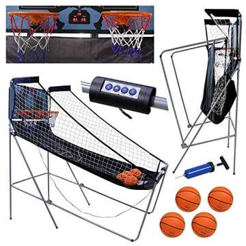 Saturnpower Shot Creator Indoor Basketball Arcade Game Foldable Electronic Double Shootout Sport Game Official Home Dual Shot Basketball 2 Player with 4 Balls