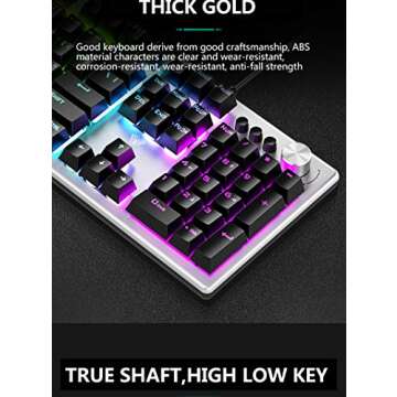 Gaming Keyboard and Mouse Combo, Rainbow Backlit Mechanical Feeling Keyboard with 4 Colors Breathing LED Backlight Mouse Set for PC Laptop Computer Game and Work, Home and Office