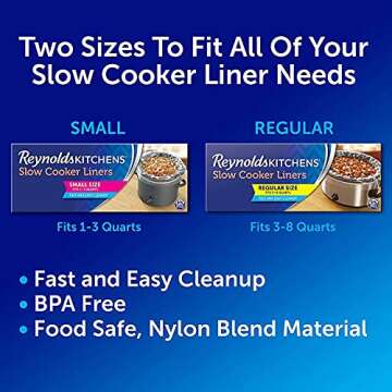 Reynolds Kitchens Slow Cooker Liners, Regular (Fits 3-8 Quarts), 6 Count