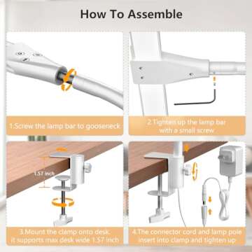 EppieBasic LED Desk lamp,Double Head Architect Desk Lamps for Home Office,Extra Bright Workbench Office Lighting,Eye Protection Modern Desk Light for Monitor Working Reading White 1200LM