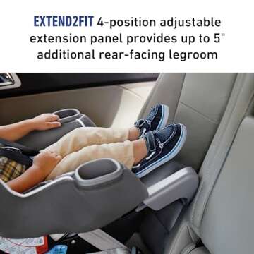 Graco Extend2Fit Kenzie, 2-in-1 Convertible Car Seat for Infants to Toddlers with Advanced Safety Features