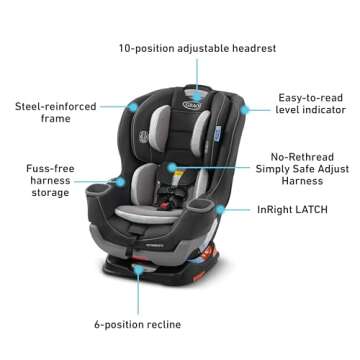 Graco Extend2Fit Kenzie, 2-in-1 Convertible Car Seat for Infants to Toddlers with Advanced Safety Features