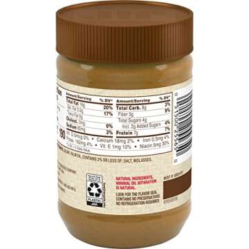 Jif Natural Creamy Peanut Butter Spread, 16 Ounces (Pack of 12), Contains 90% Peanuts