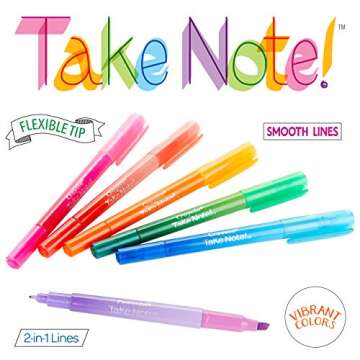 Crayola Take Note Highlighters and Dual Tip Pens, Assorted Colors, School Supplies, At Home Crafts for Kids, 6 Count