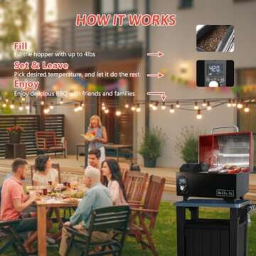 Hello.Dr Hello.Dr Portable Pellet Grill, Portable Pellet Smoker, Tabletop Smoker Grill 8 in 1 for RV Camping Tailgating RV Cooking BBQ, Outdoor Grills &Smokers Intelligent Temperature Control,Red