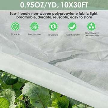 Eowllo Outdoor Plant Covers for Winter Freeze Protection,10ft X 30ft 0.95 Oz/Yd² Frost Blankets,Frost Cloths,Garden Frost Cover,Floating Row Covers for Garden Beds Pest Protection