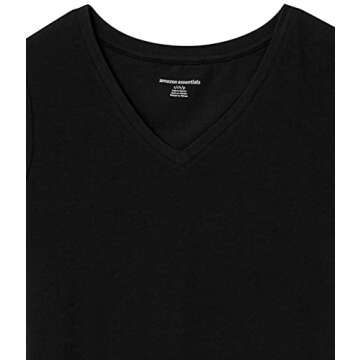 Amazon Essentials Women's Classic-Fit Short-Sleeve V-Neck T-Shirt, Pack of 2, Black/White, X-Small