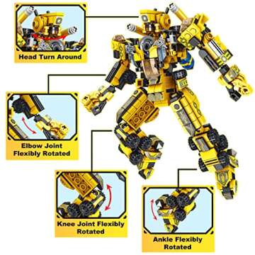 PANLOS 573 PCS Robot Building Toys, 25 in 1 Transforming Engineering Building Bricks Construction Vehicles Kit, STEM Learning Building Blocks Set, Birthday Gifts for Kids Children Boys Girls Age 6-12