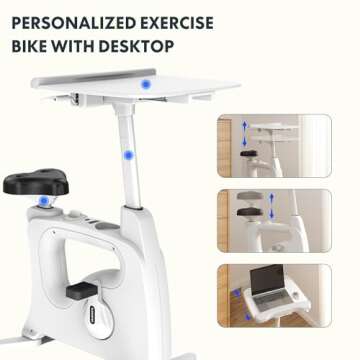 FLEXISPOT 3-IN-1 Exercise Bike,Movable Stationary Bikes for Home,Desk Bike with Pedal Exerciser,Indoor Exercise Bike Fitness Bicycle with 8-Level Adjustable Resistance 350LBS Heavy Duty(White)