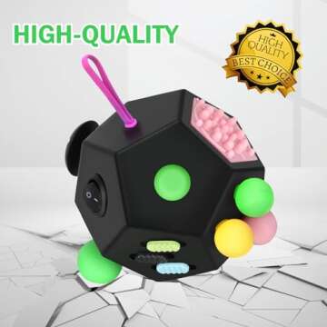 VCOSTORE Dodecagon Fidget Toys Cube - 12 Sided Fidget Toy Depression Anti,Stress and Anxiety Relax Great Fidget Toys for Adults Kids with OCD,ADD, ADHD, Autism(New Black)