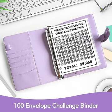 CLWVPCOT 100 Envelope Challenge Binder, 100 Envelopes Money Saving Challenge, Money Saving Binder | Budget Binder | Savings Challenges Book with Envelopes, 100 Day Envelope Challenge Kit (Pink)