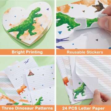 Watercolor Dinosaur Stationery Set - 69 PCS Gift for Kids