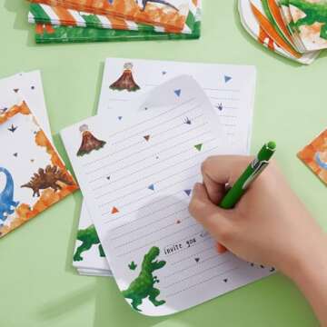 Watercolor Dinosaur Stationery Set - 69 PCS Gift for Kids