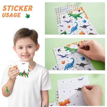 Watercolor Dinosaur Stationery Set - 69 PCS Gift for Kids